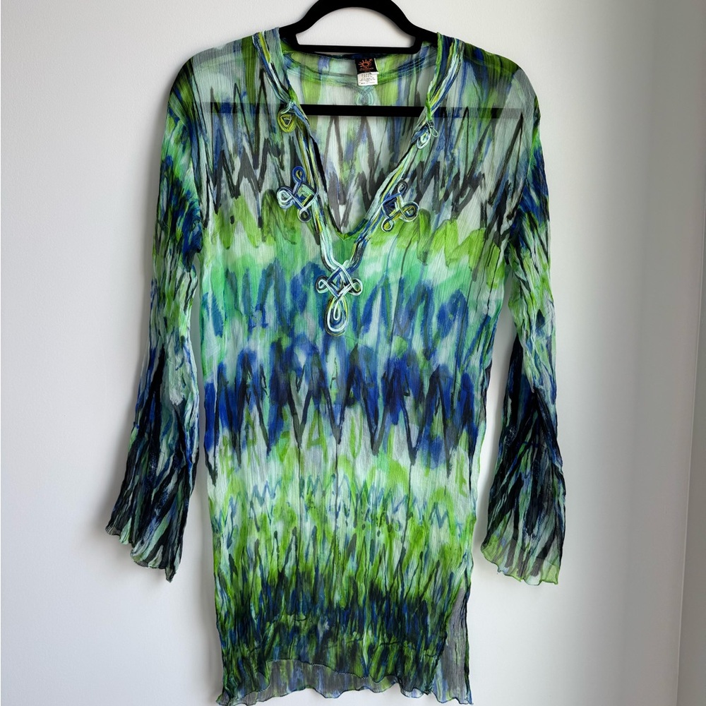 Jean Paul Gaultier Sheer Tunic in Blue and Green